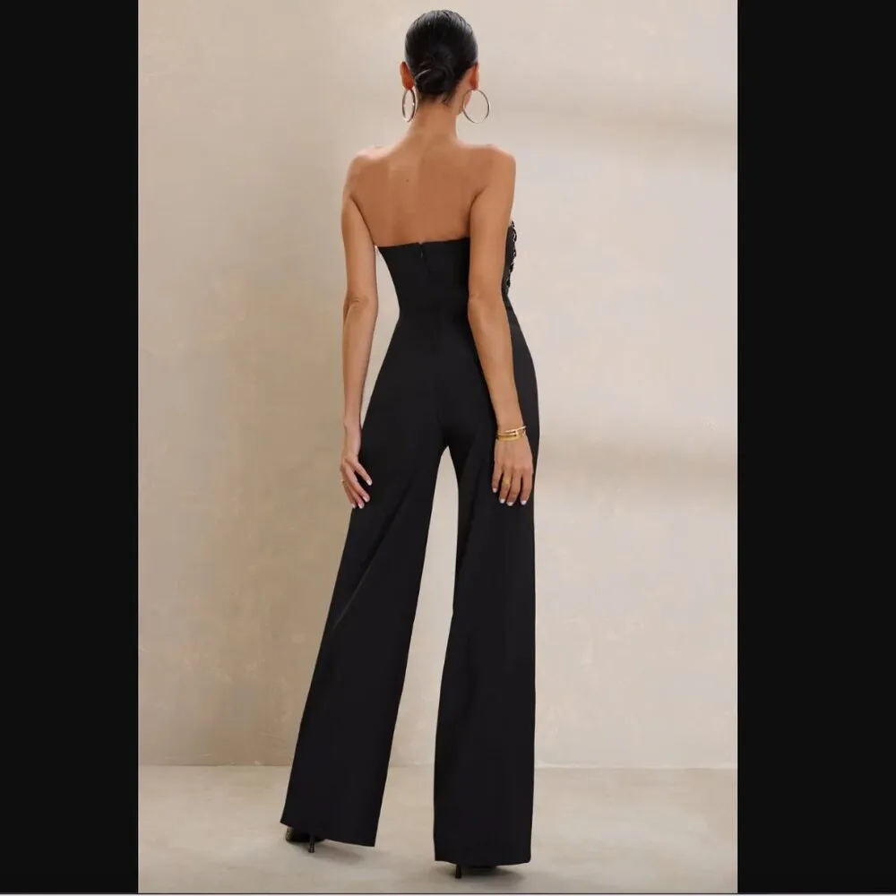 Reborn Black Bandeau Jumpsuit With Lace Up Detail 6 NWT - Image 2