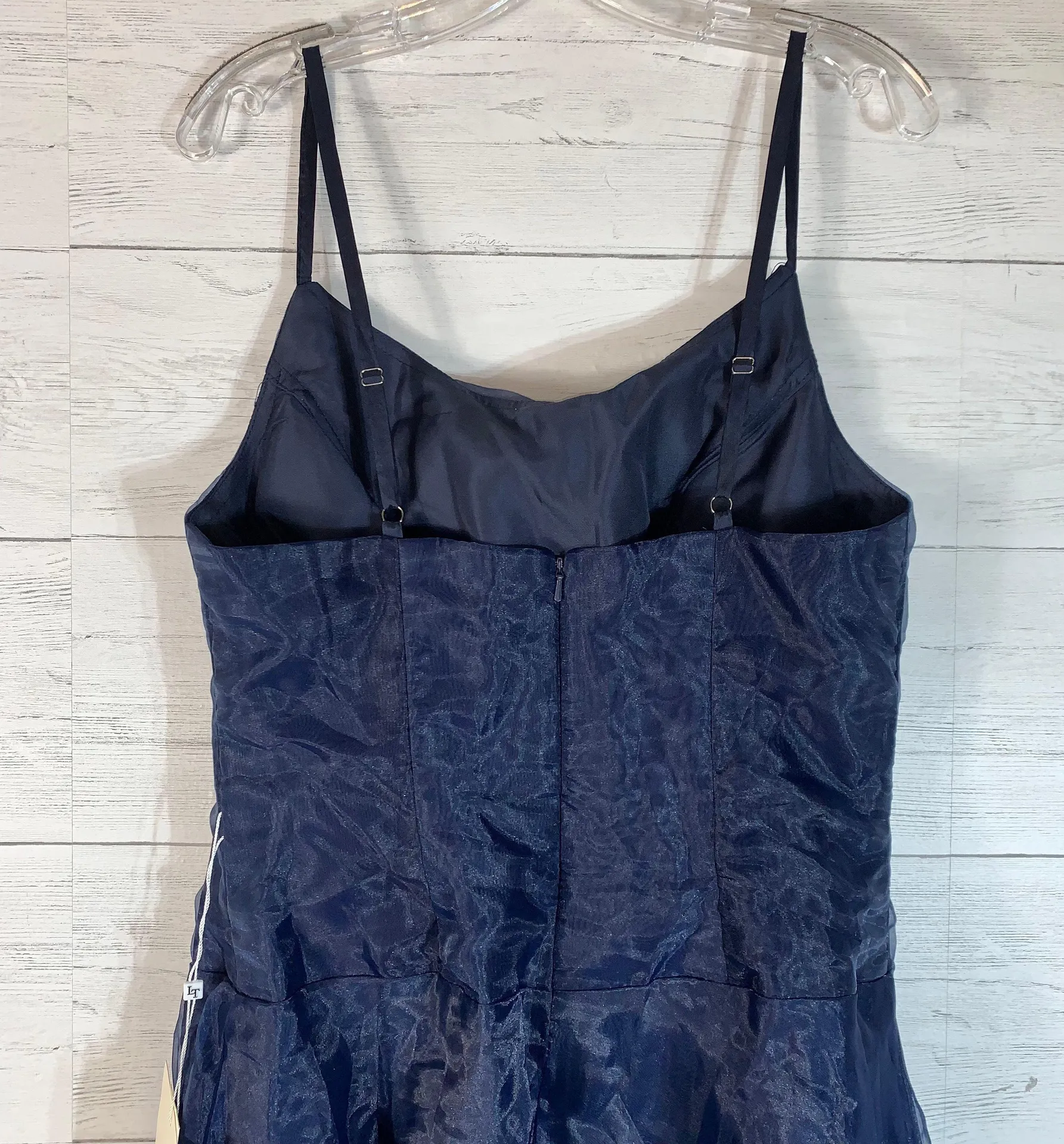 Lanting bride navy chiffon maxi dress  fit & flare size M - Image 10