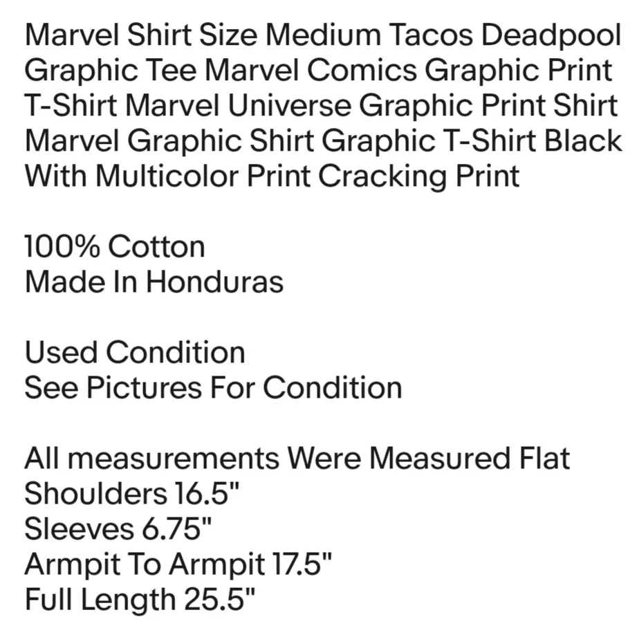 Shirt Size Medium Tacos Deadpool Graphic Tee  Comics Graphic Print T-Shirt Unisex - Image 2