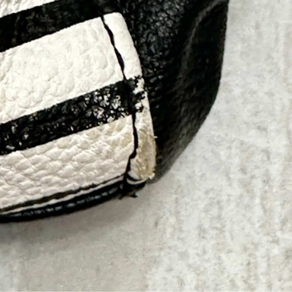 Betsey Johnson Black and White Striped Tote Bag Hot Pink Pom Y2K Travel Classic - Image 10