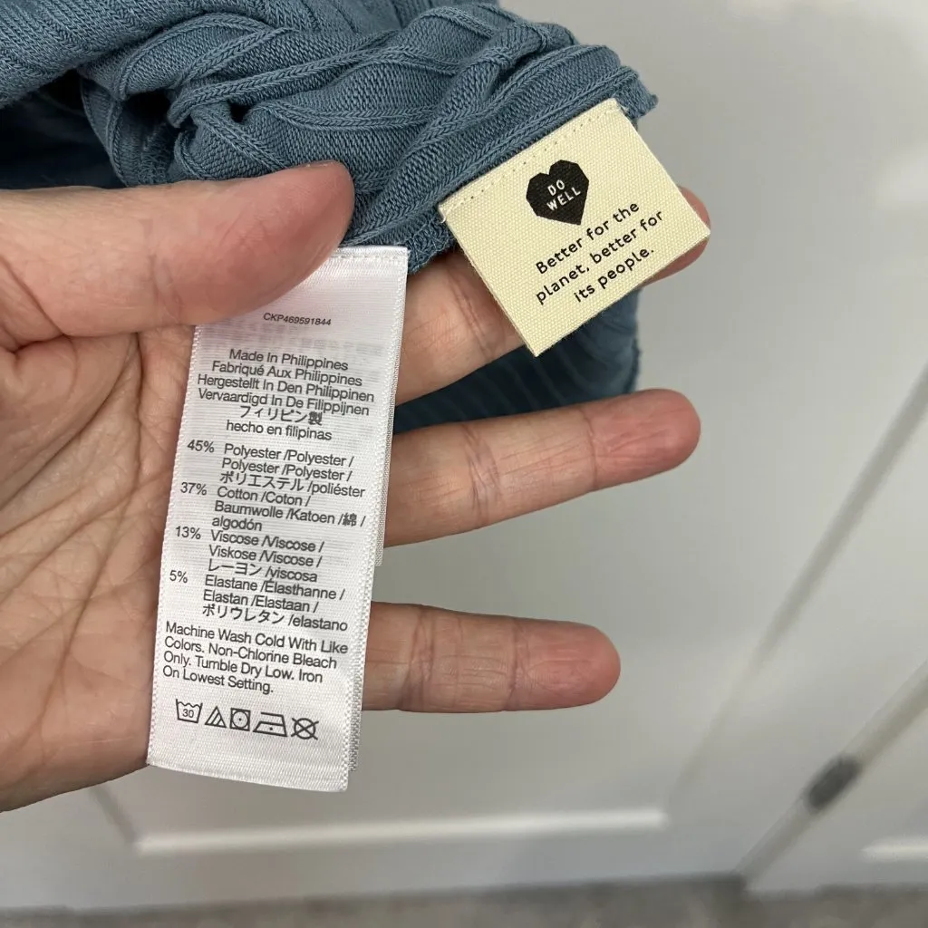 New Madewell Small Teal Blue Short Sleeve Ribbed Polo Knit Mini Dress - Image 3