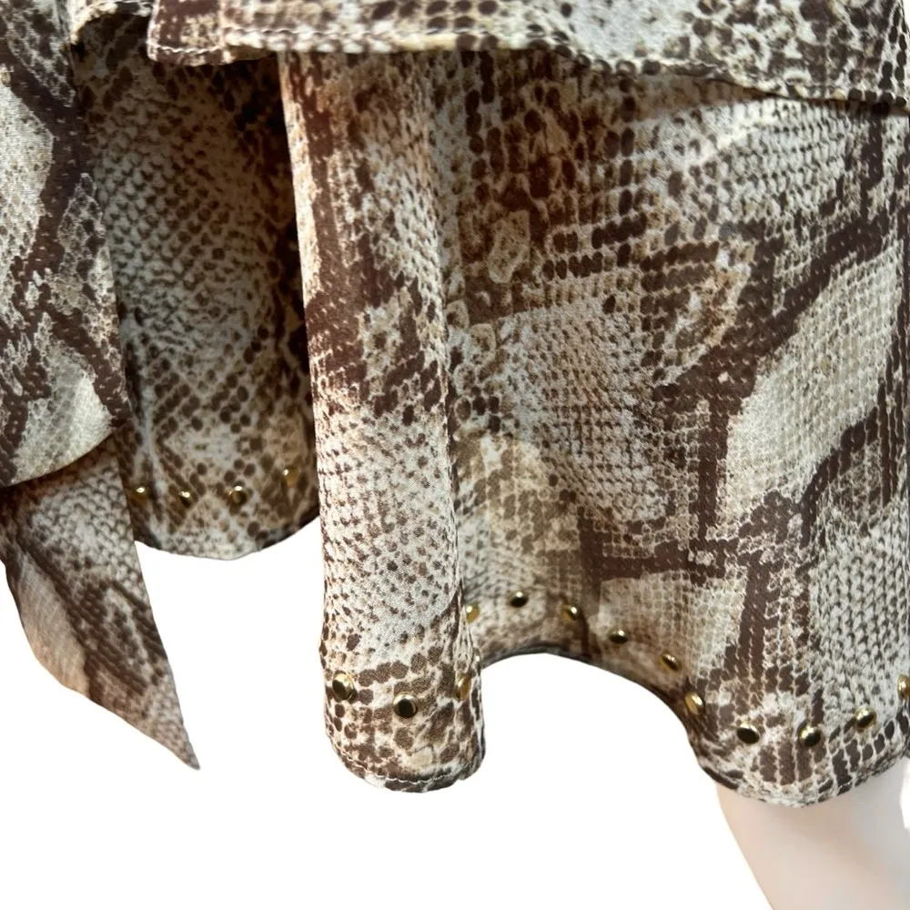 WHBM Python Print Ruffle Hem Studded Dress - Image 8