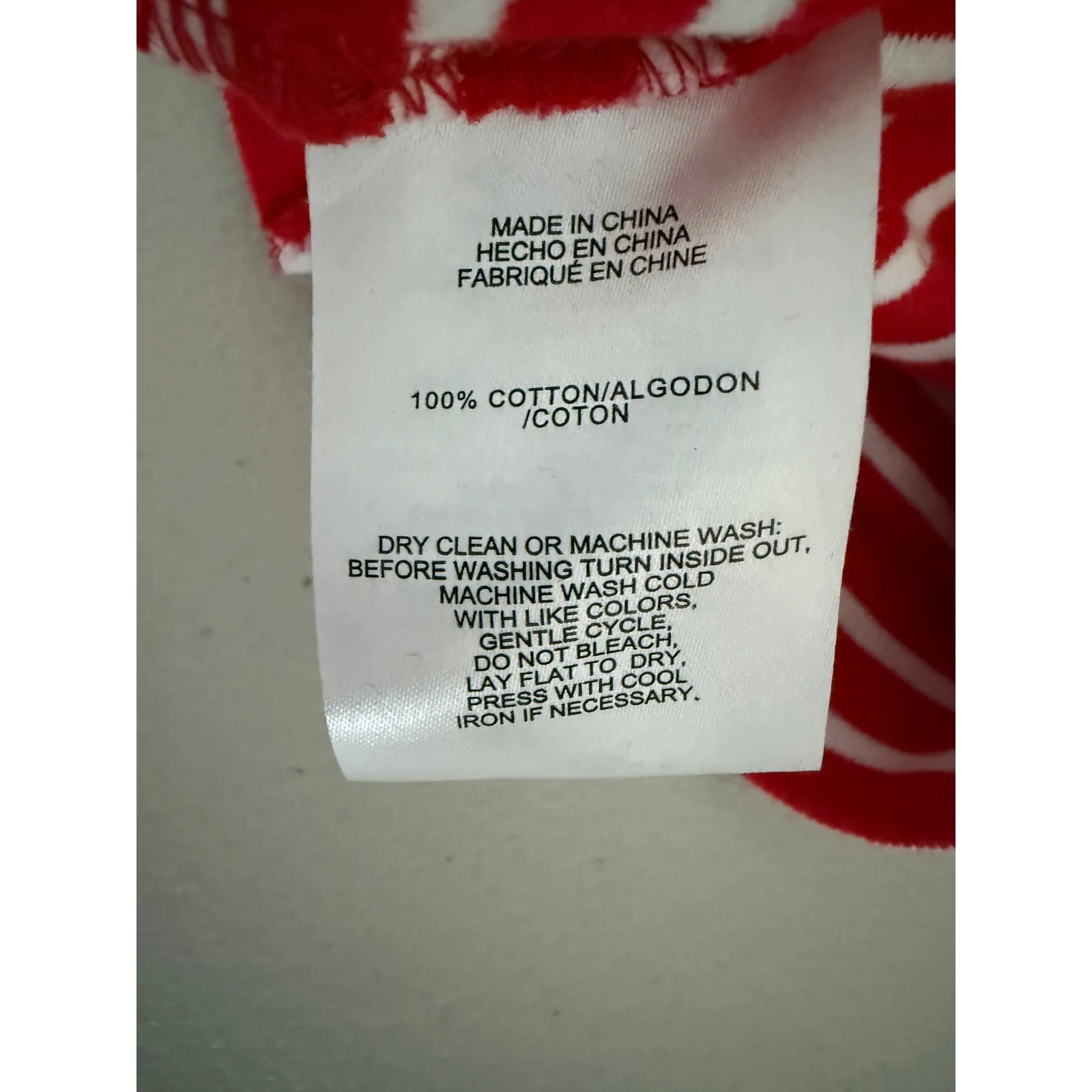 Women's Red White Stripe Cowl Neck 100% Cotton Long-sleeved Shirt Top L Holiday - Image 3