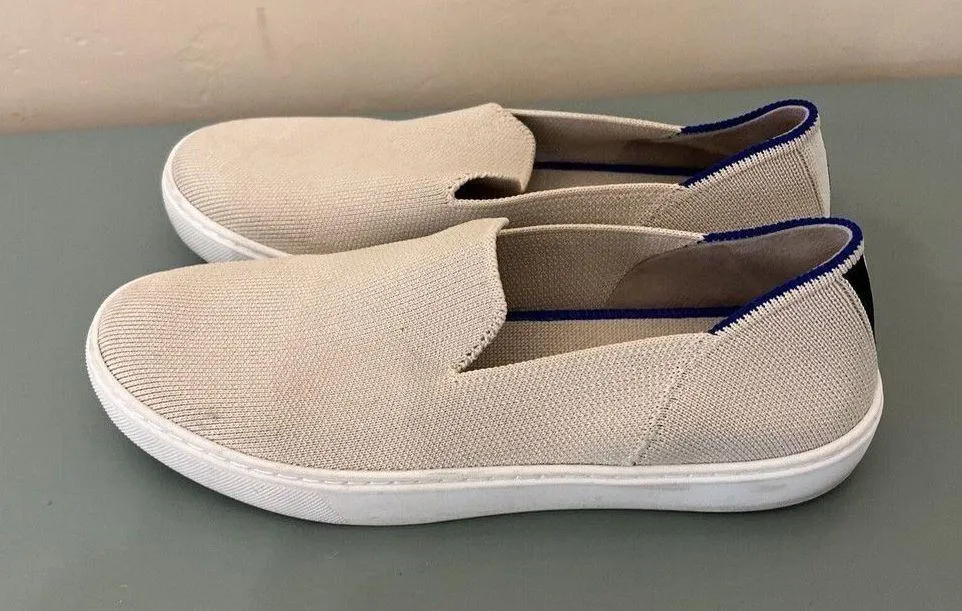Rothys The Sneaker Slip on Shoes in Sand With Blue Trim Women’s Size 7 - Image 3