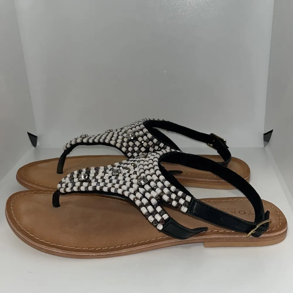 Torgeis Vega Beaded Sandals w Ankle Strap Black Leather India Women’s 7 - Image 4