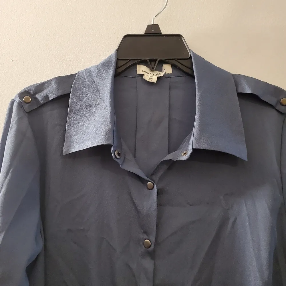 Simply Noelle Blue Button Front Longsleeve Dress - Image 3