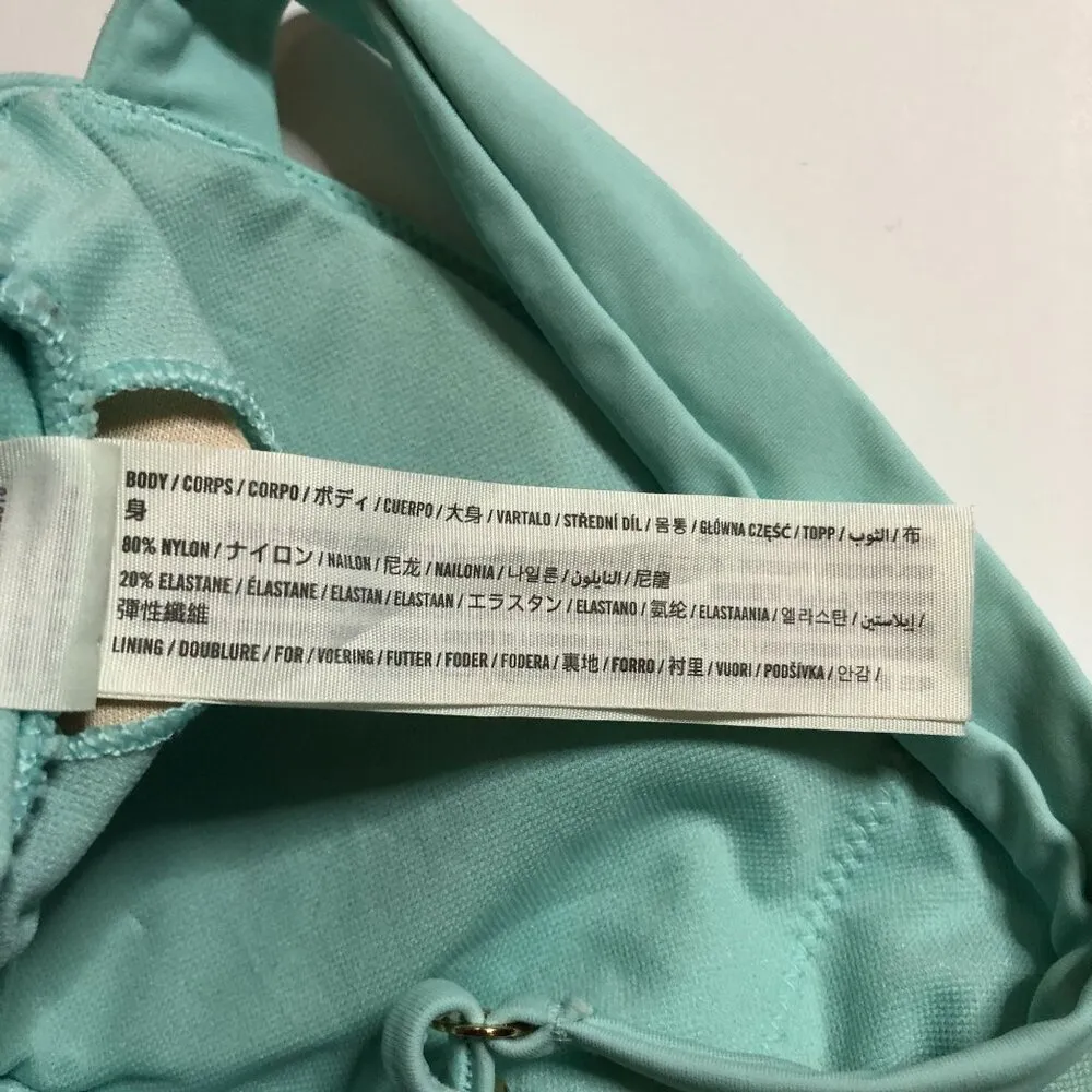 Hollister Swim Aqua Blue Bikini Top Removable Cups Adjustable Straps XS - Image 4