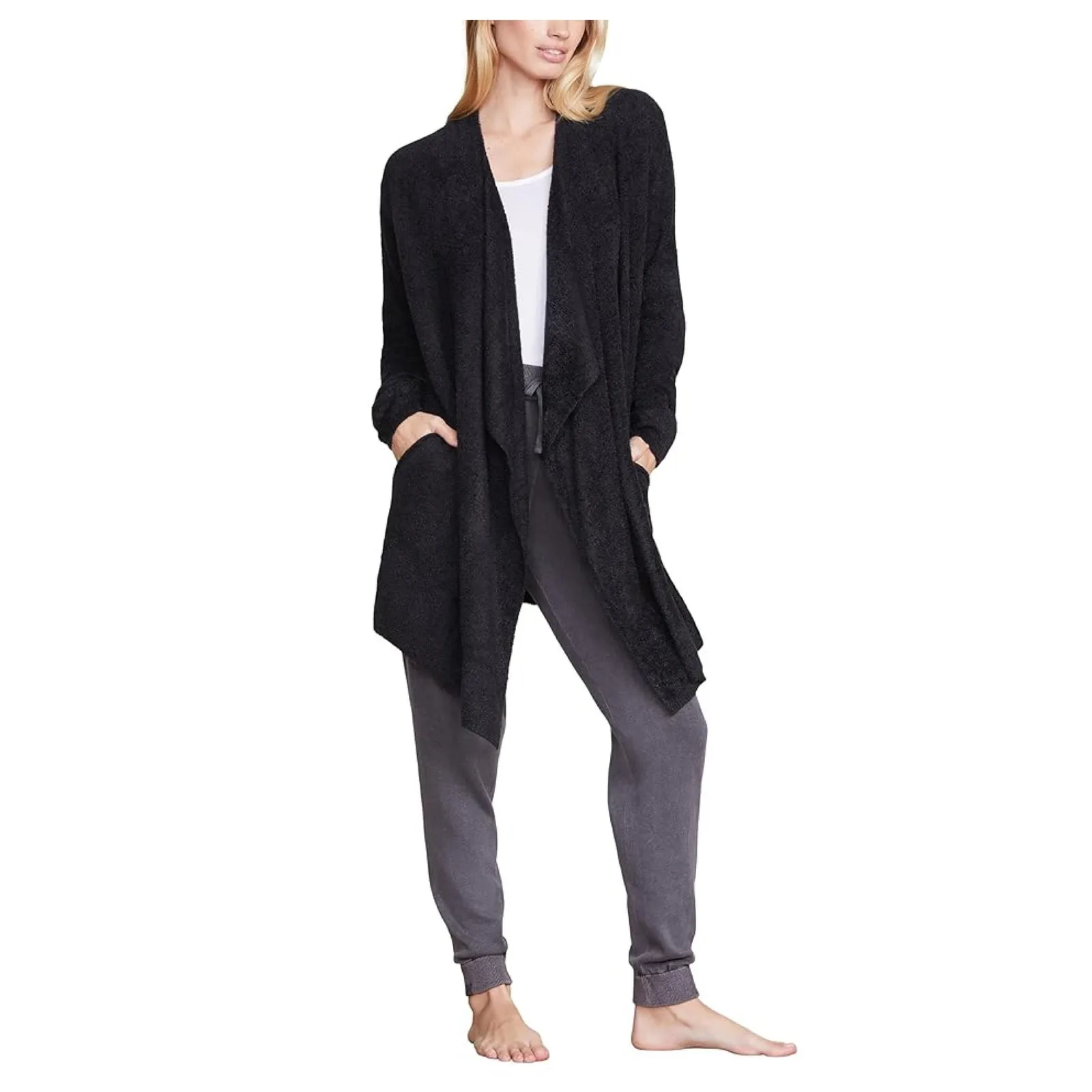 Barefoot Dreams Black Cozychic Lite Island Wrap Waterfall Cardigan Sz.S/M - Image 4