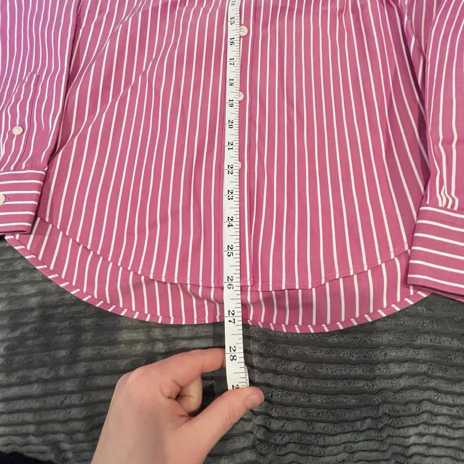 L.L. Bean Women's Striped Dark Fuchsia Long Sleeve Size XS 100% Cotton Pink - Image 3