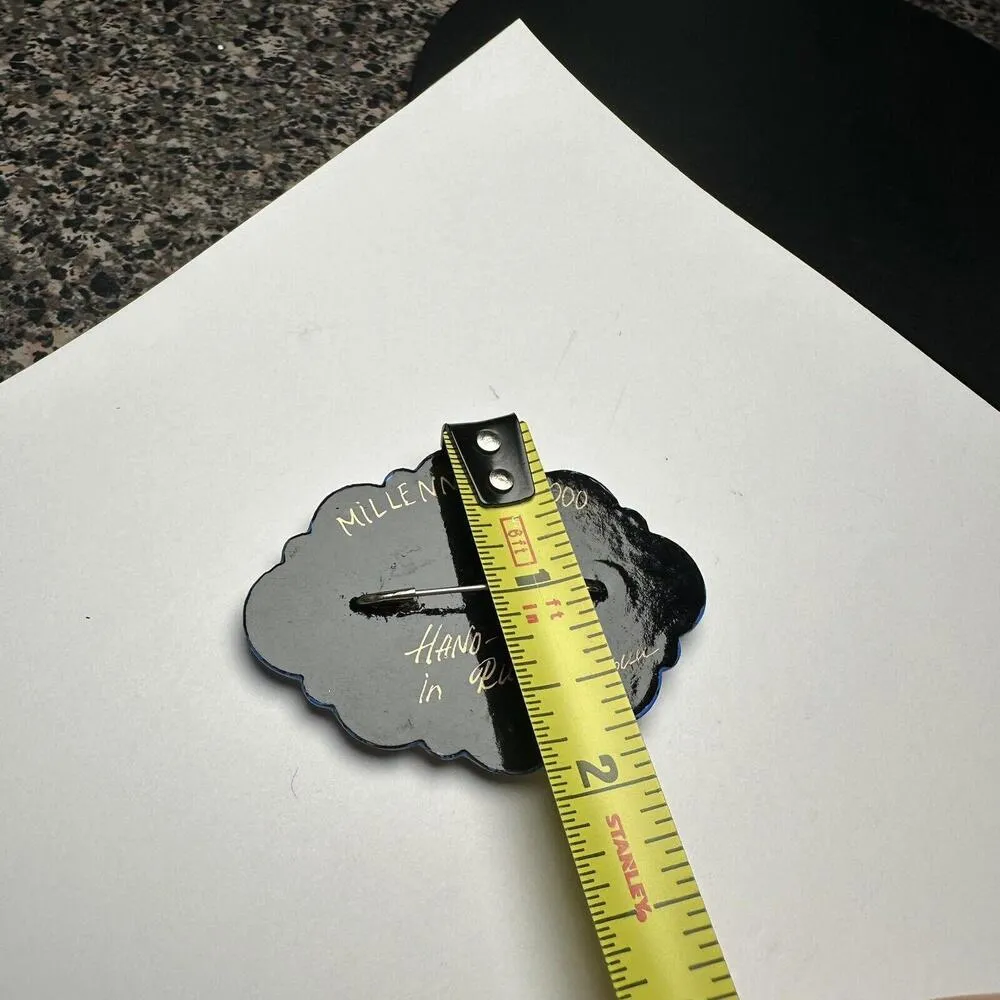 Hand Made In Russia Christmas Holiday Snowman Brooch Pin Paint Lacquer Russian - Image 9