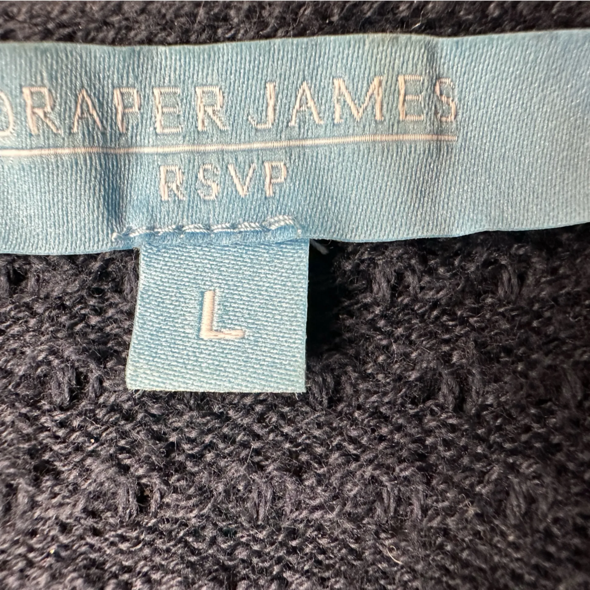 Draper James RSVP Navy Textured Cardigan Mother of Pearl Buttons‎ Women's Size L - Image 9