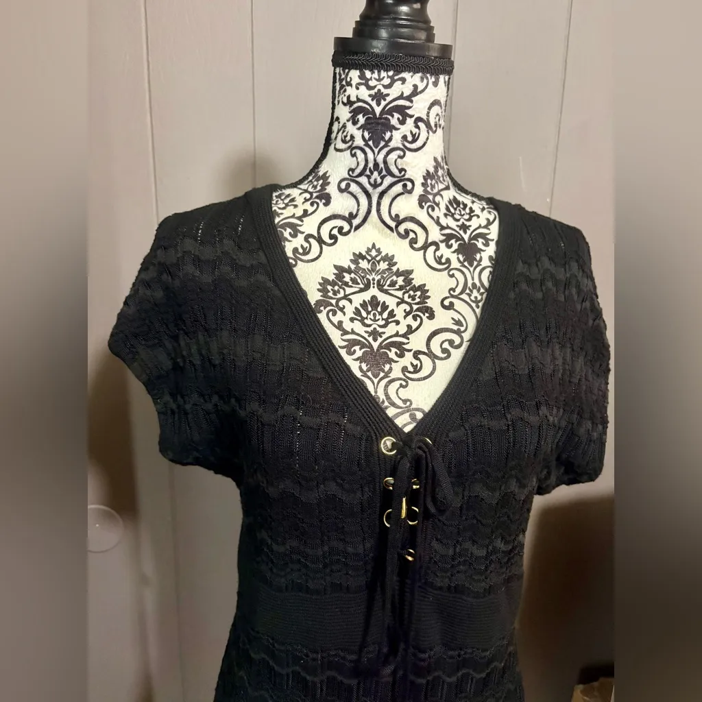 CACHE Y2K Black Textured Knit Top - Image 2