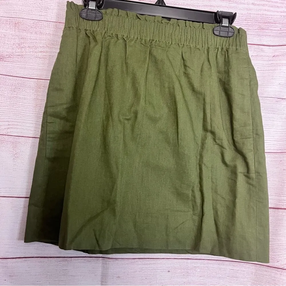 J. CREW Factory Olive Green Pull On Side Walk Mini Short Skirt  Sz 4 - Image 4