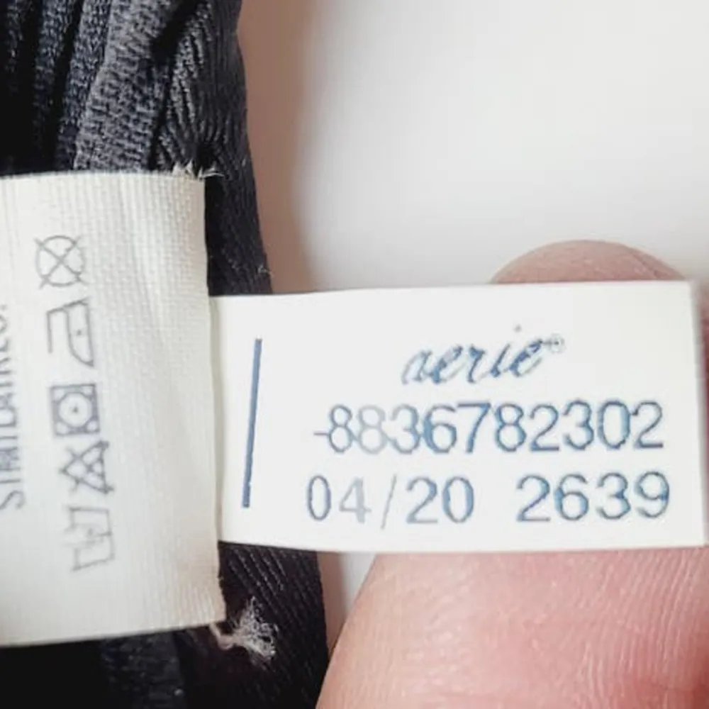 Aerie Ribbed Tie Longline Triangle Bikini Top Black XXS - Image 6