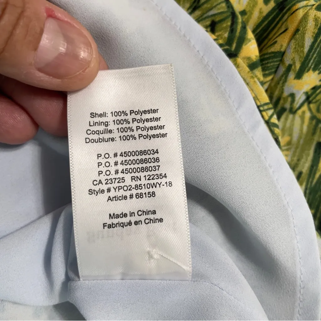 Sunday Best Aritzia Veronica Dress, Yellow, Green Leaf Print size XXS - Image 14