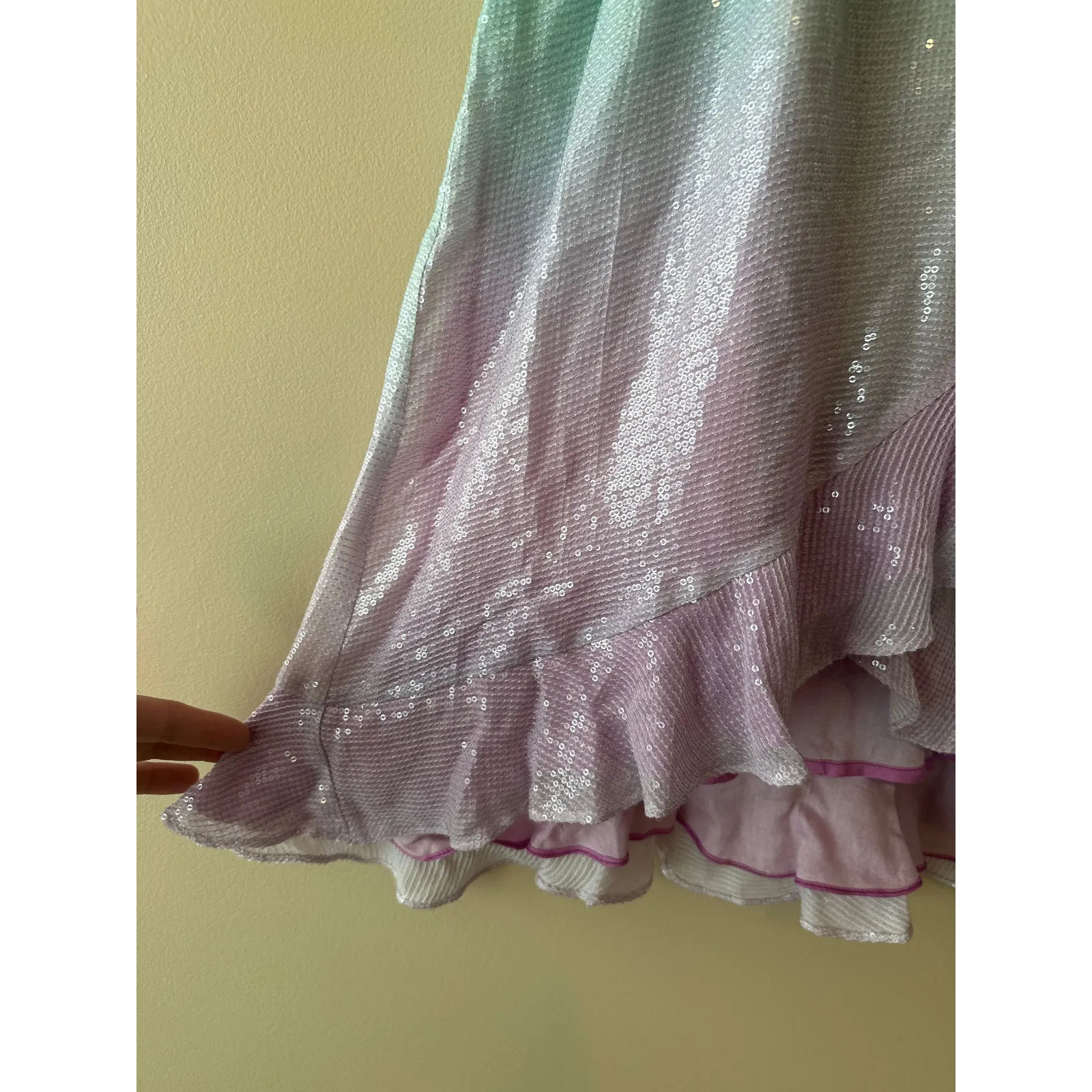 Rococo Sand Pastel Ombre Sequin Faux Wrap Mini Dress Size M Pink Size M - Image 10