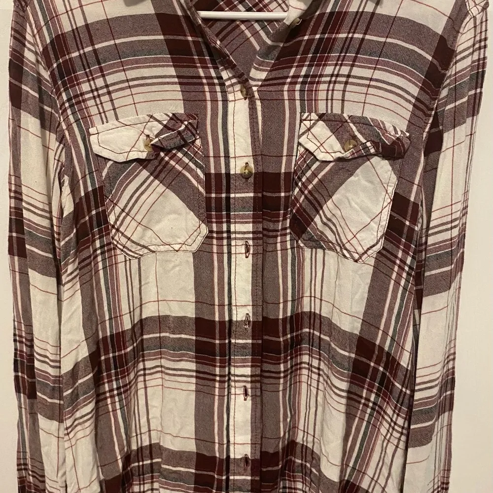 BDG burgundy plaid long sleeve shirt in xs - Image 2