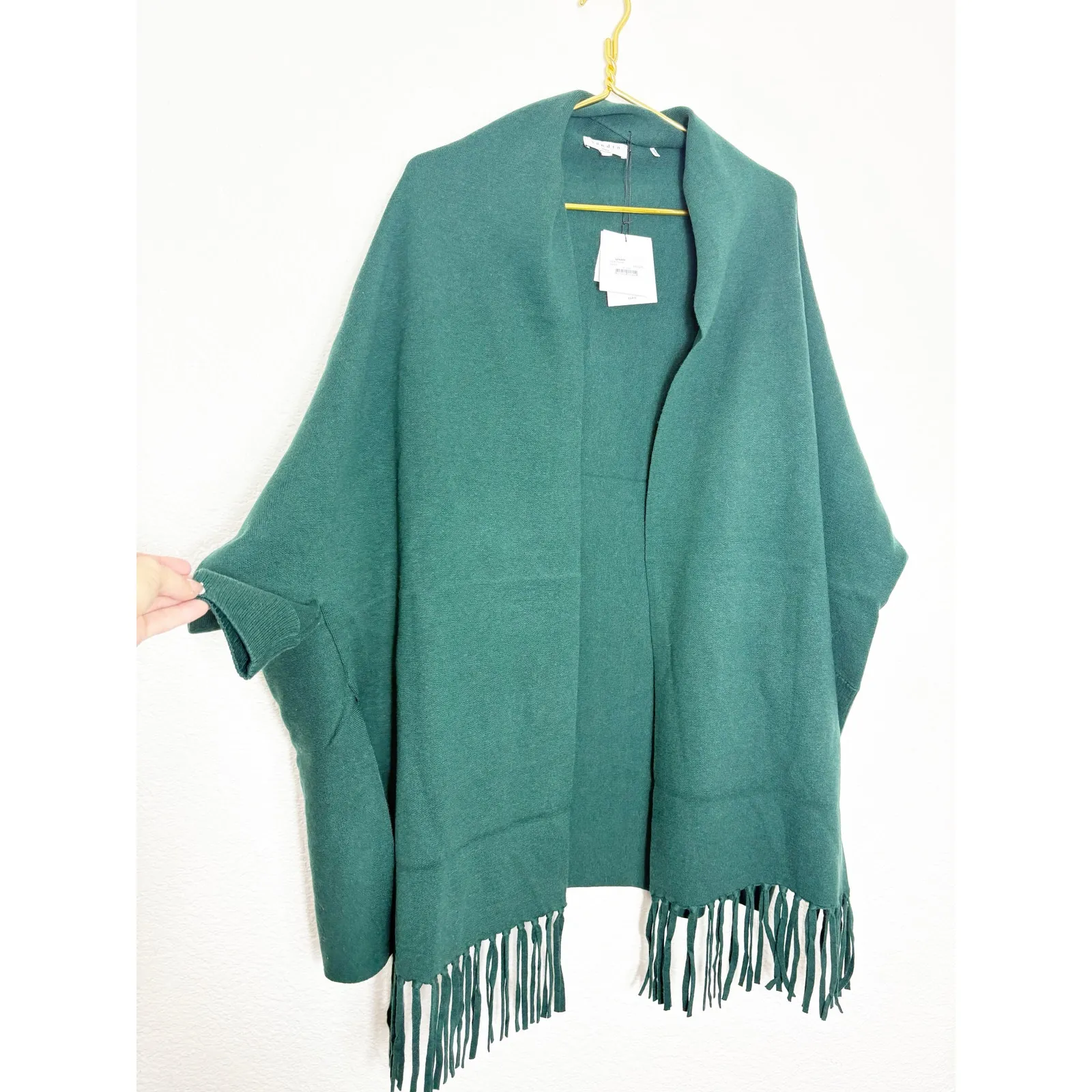 Sandro Celeste Fringed Open-front Cardigan One Size Green Oversized Quiet Luxury - Image 10