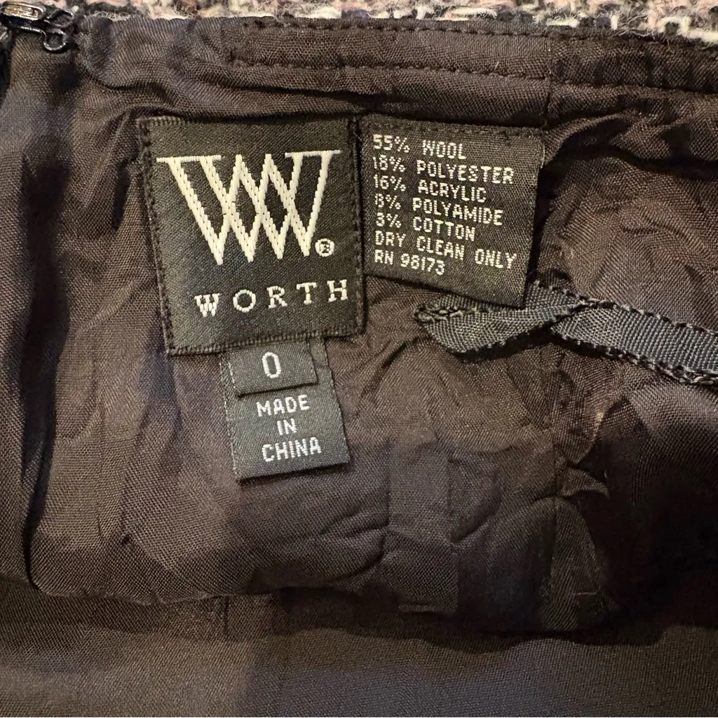 Worth Wool Blend Houndstooth Pencil Skirt, Sz 0 Brown - Image 11