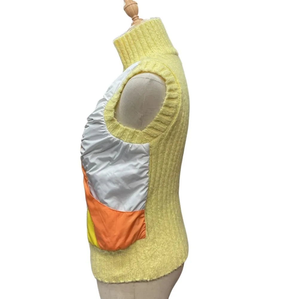 Free People Women's Super Slalom Sweater‎ Vest Size XS Yellow Full Zip Knit 70s - Image 3