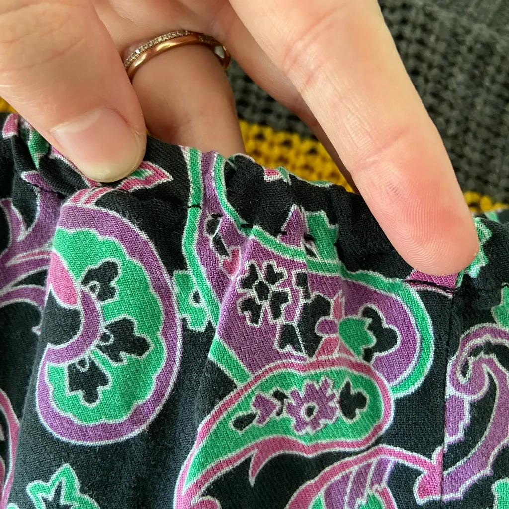 Women’s paisley multicolored lightweight thin pull‎ on comfy casual pants Purple - Image 6