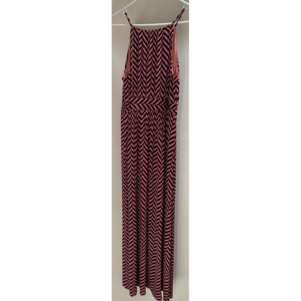 Ann Taylor LOFT Pink Blue Stripe Maxi Sun Dress Large Sleeveless RARE GORGEOUS - Image 5