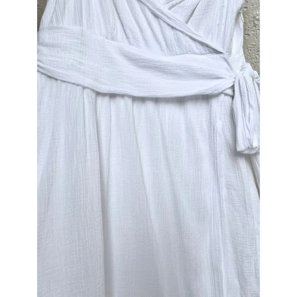 Diane Von Furstenberg Faux Wrap Tiered Queenie Midi Dress White Women's Size 8 - Image 6