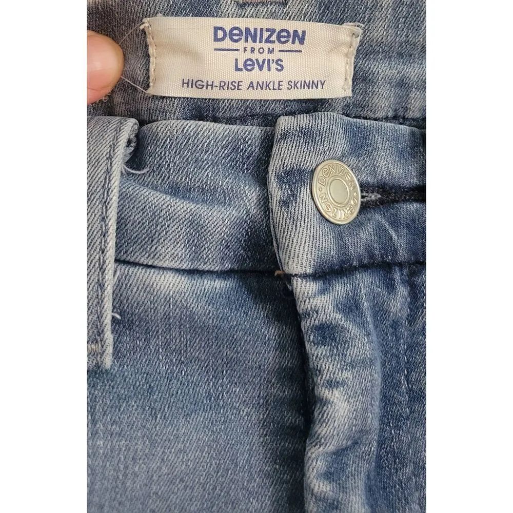 Denizen by Levi High Rise Ankle Skinny Jeans Womens Size 6 W28 Distressed, Fraye - Image 7