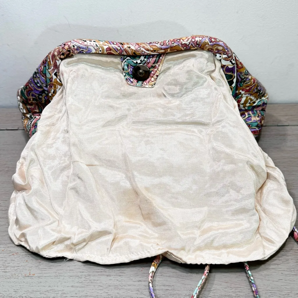 Vintage 1980s Quilted Painted Leather Paint Splash Purse Handbag Multicolor - Image 7