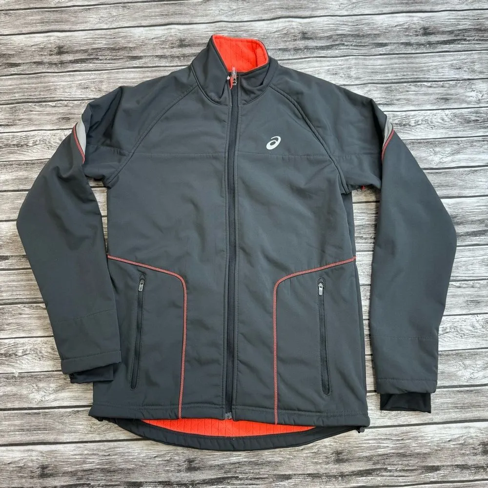 Asics Womens Lightweight Coat Jacket Grey Gray Salmon Coral S SM Small Thumbhole - Image 3