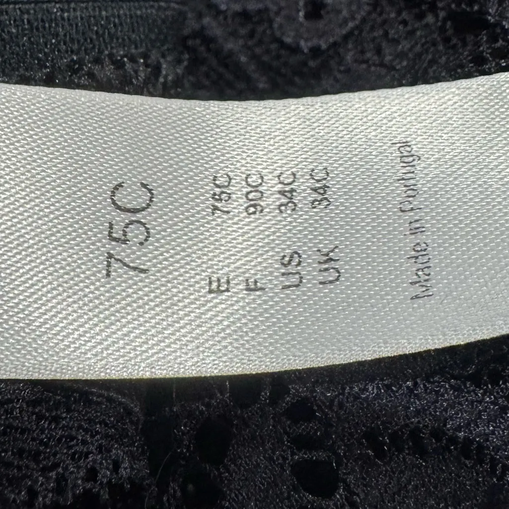 Hanro of Switzerland Luxury Moments Black Lace Bra Women’s 34C Size undefined - Image 3