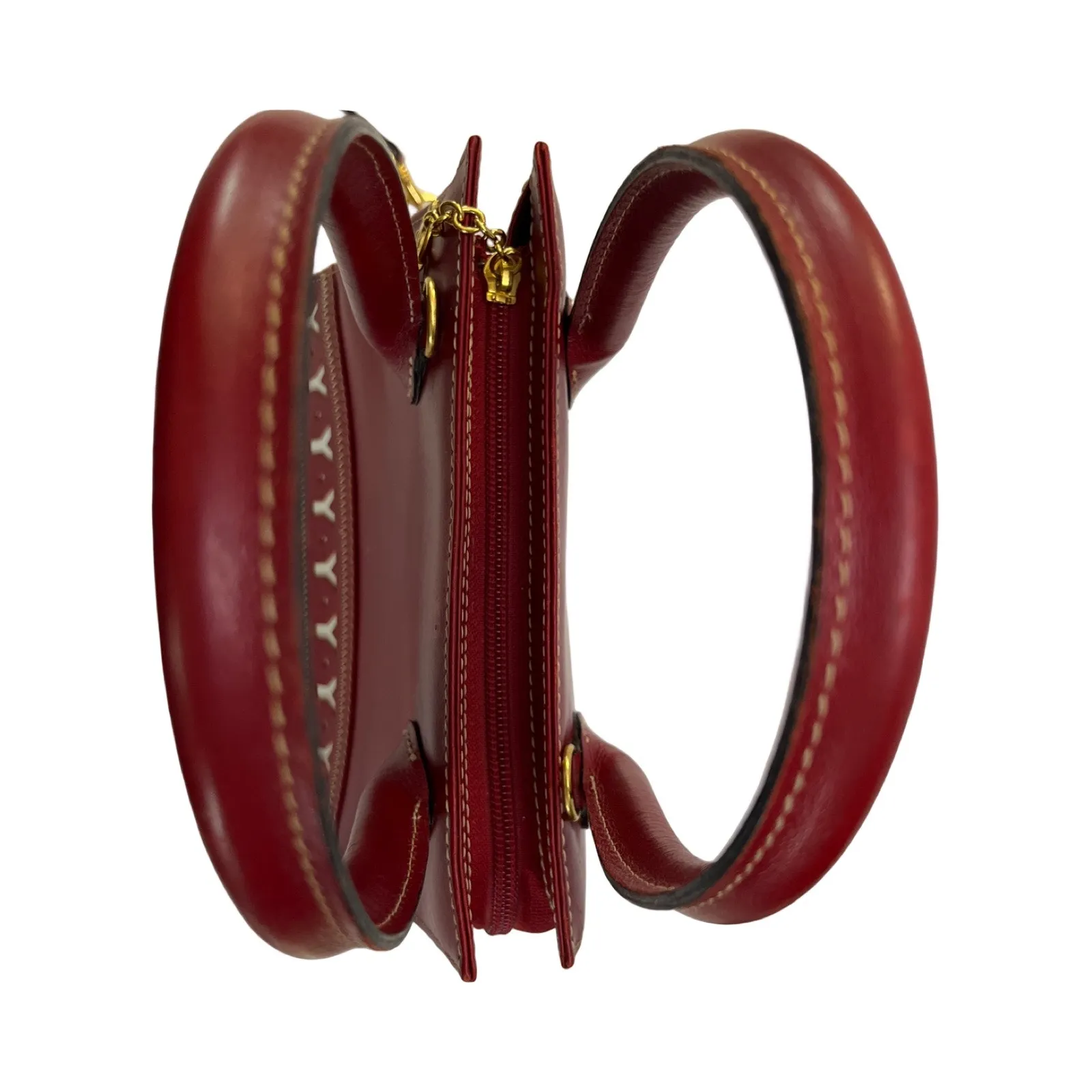 Yves Saint Laurent Red Leather Tote Bag Y Pattern Logo Auth Cert And Strap - Image 6