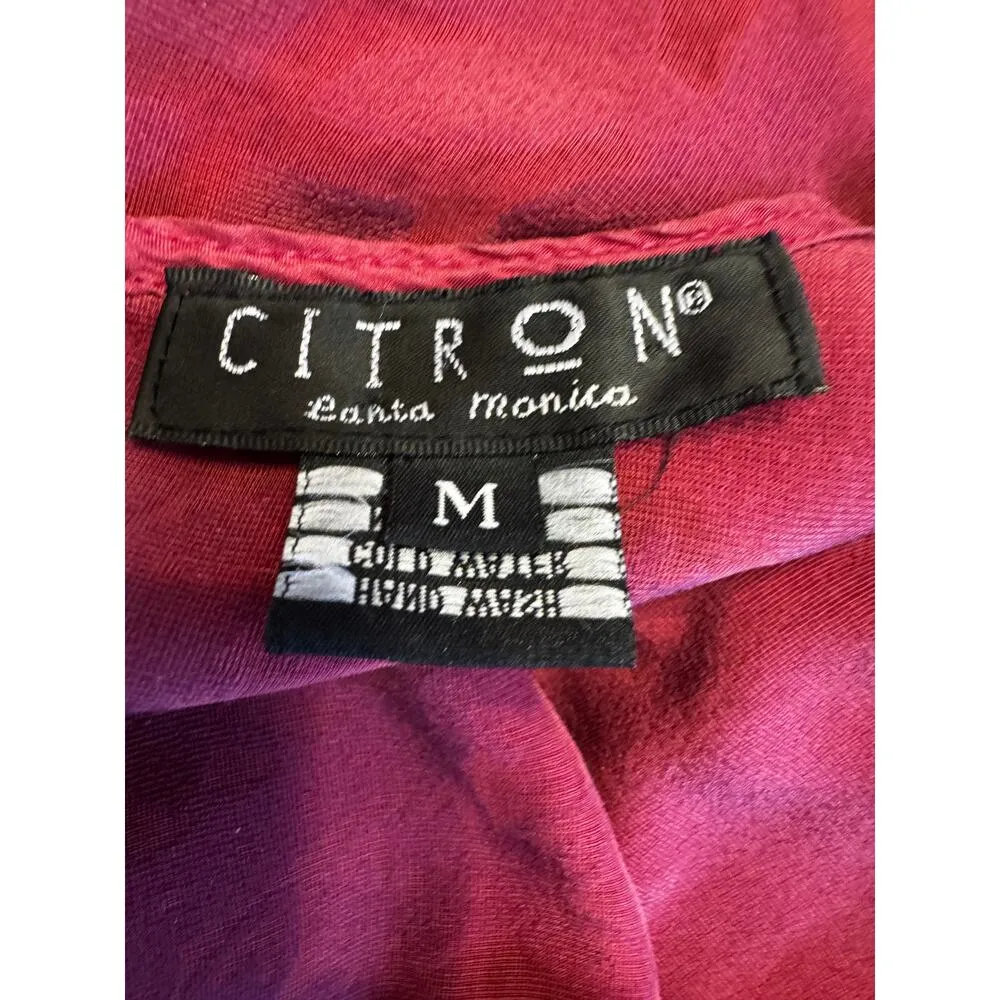 CITRON Santa Monica Velvet Burnout Burgundy Tunic Top Size M Purple Size M - Image 6