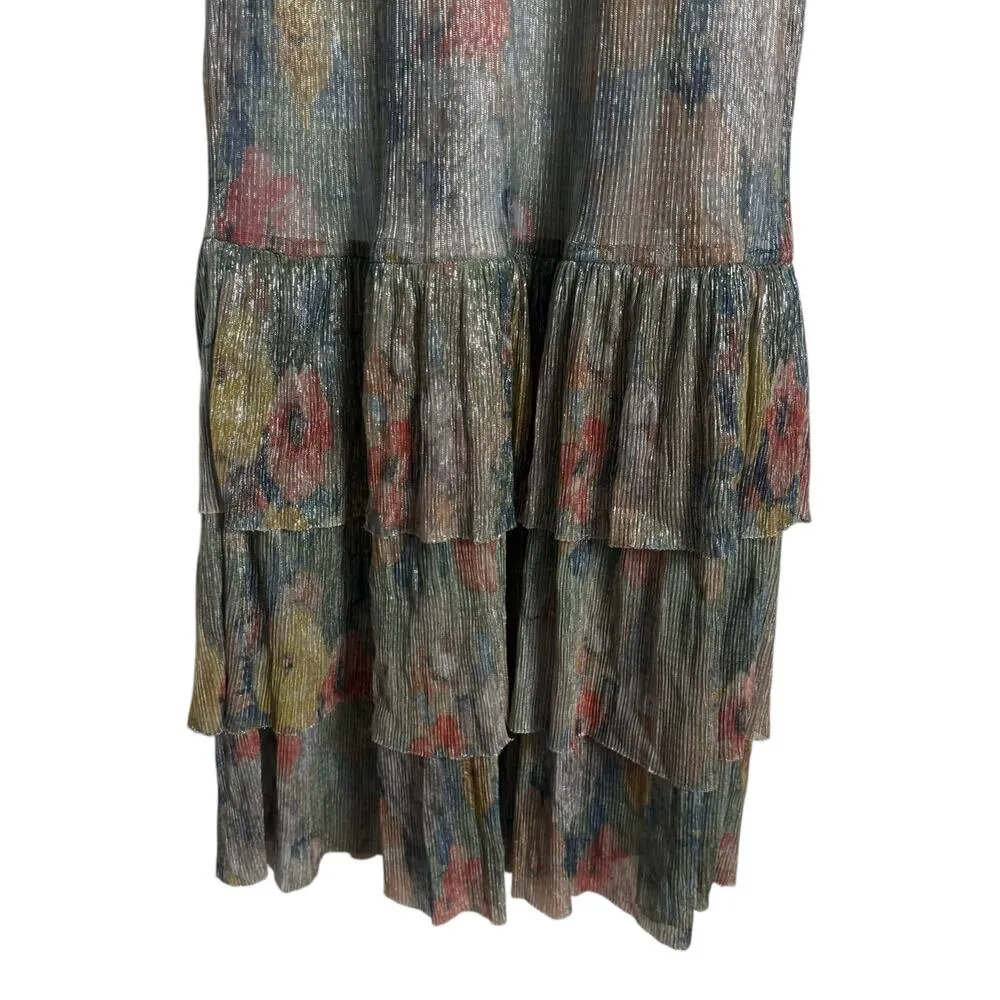 Mia Vesper Mermaid Dusty Floral Print Ruffled Sweetheart Mermaid Dress Size M Blue Size M - Image 10