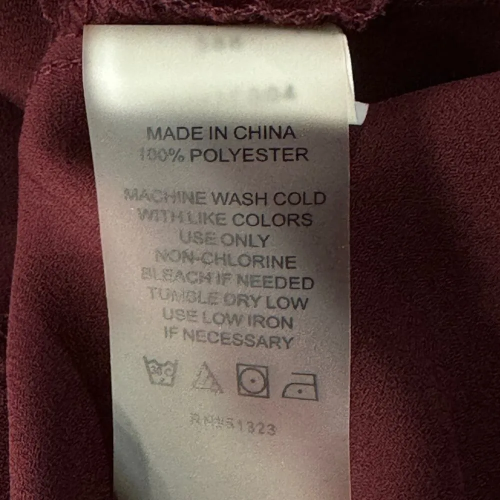 Vince Camuto Small Top Long Balloon Bell Sleeves V-Neck Lightweight Merlot Wine - Image 8