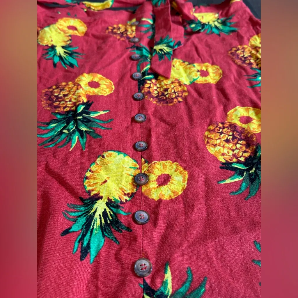 NYCC New York Clothing Co. Women’s linen blend pineapple skirt size medium Yellow - Image 2