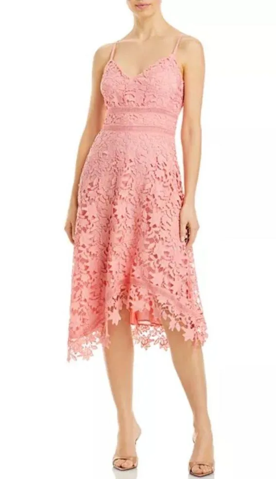 Eliza J. Asymmetric Hem Lace Dress in Pink, Size 12 New w/Tag - Image 7