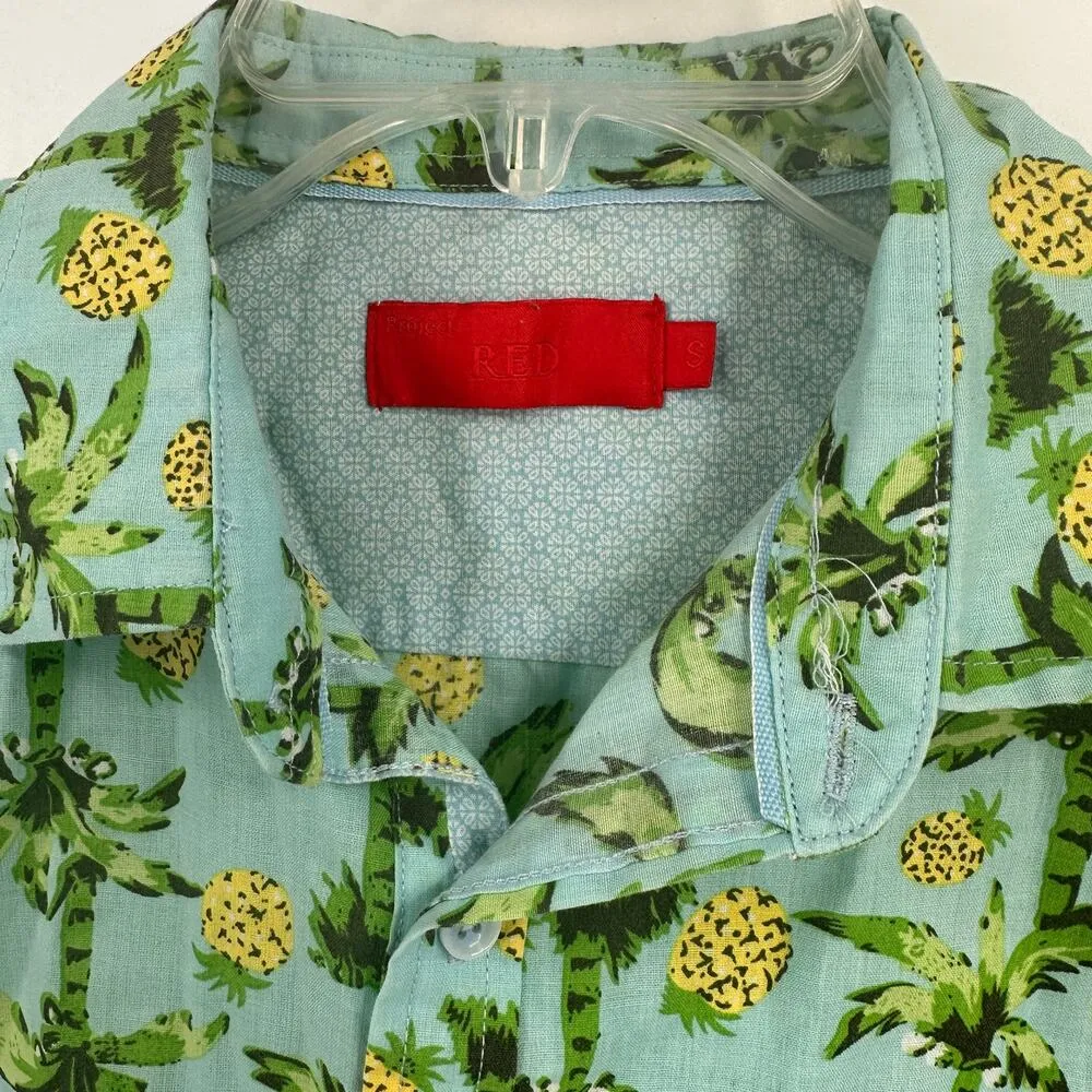 Project Red Men's Button Up Pineapple Shirt Size Small Green - Image 2