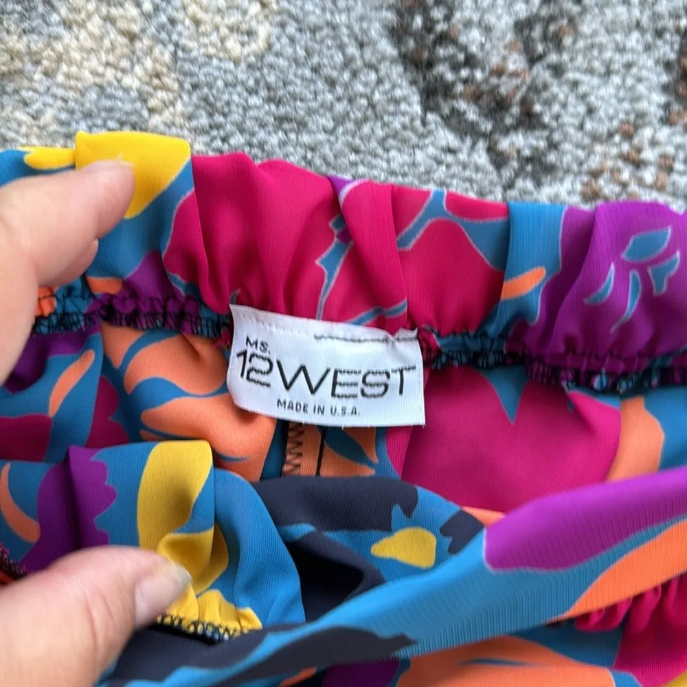 Vintage Ms.12 West Sheer Floral Blouse & Skirt Set Medium Blue - Image 4