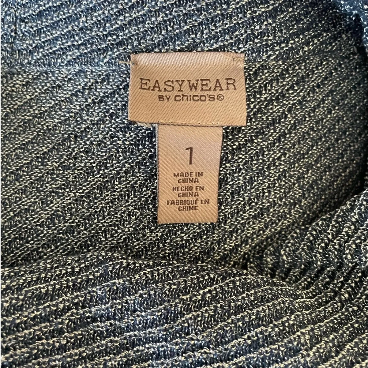 Chicos‎ Easywear Womens Sweater M Gray Diagonal Ribbed Cowl Neck Knit - Image 6