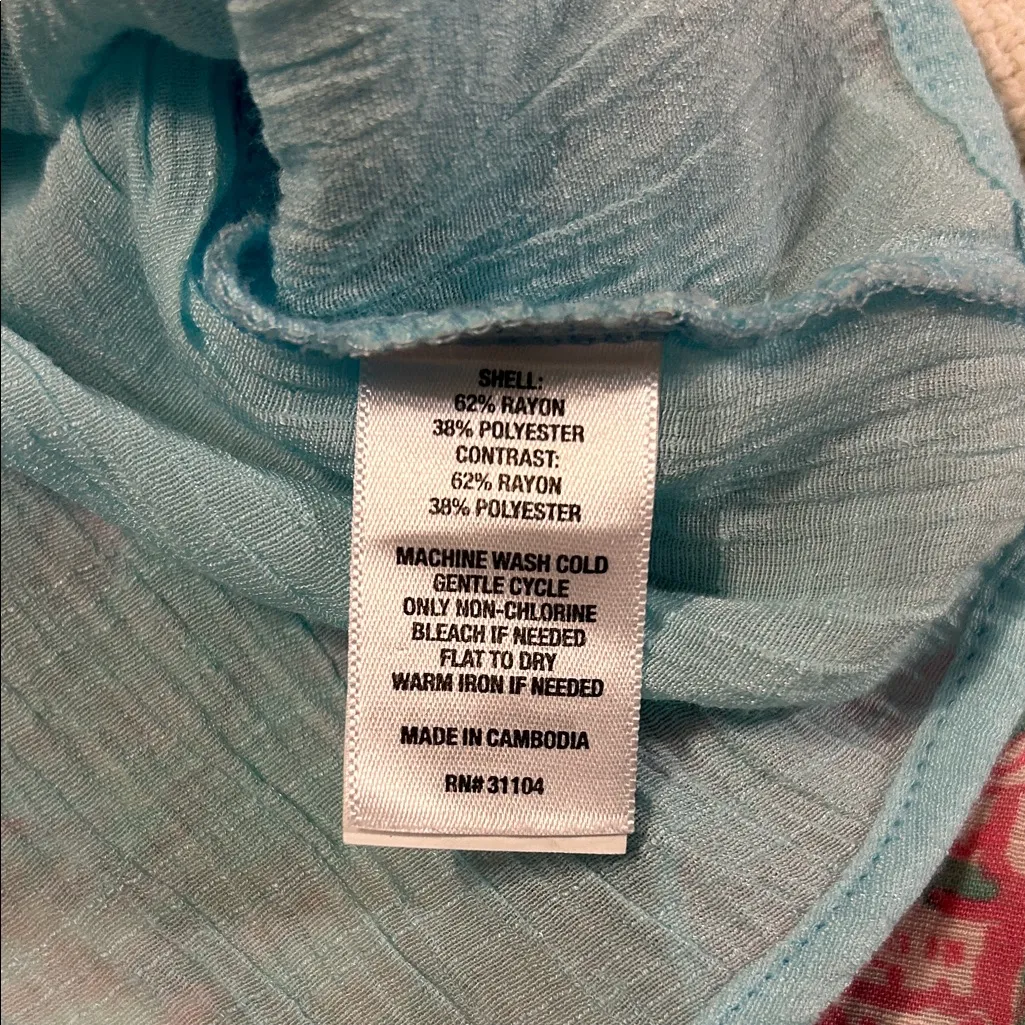 Kim Rogers Pink & Blue Sleeveless Top Size Large - Image 5