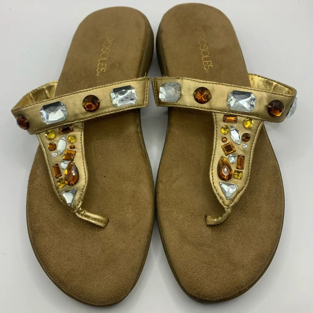 Aerosoles Gold bling diamonds Flip Flop Thong Sandals Sz 8M woman’s - Image 3