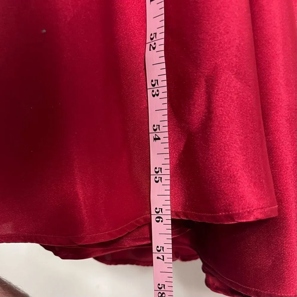 Betsy & Adam Criss Cross Back Spaghetti Strap Satin Gown - Image 15