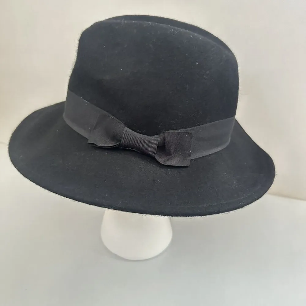 Charming Charlie Hat Womens One Size Black 100% Wool Fedora Style Classic Boho - Image 2