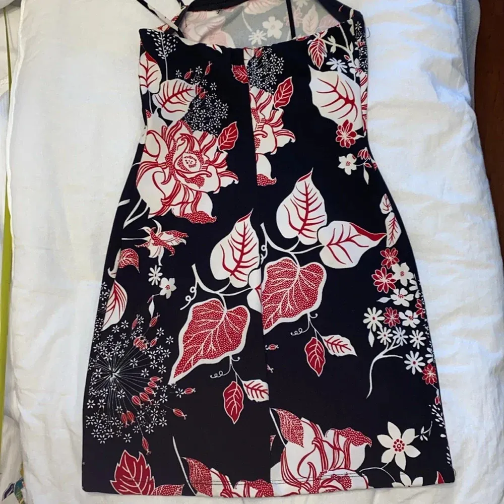 Floral‎ Hawaiian print dress Black - Image 2