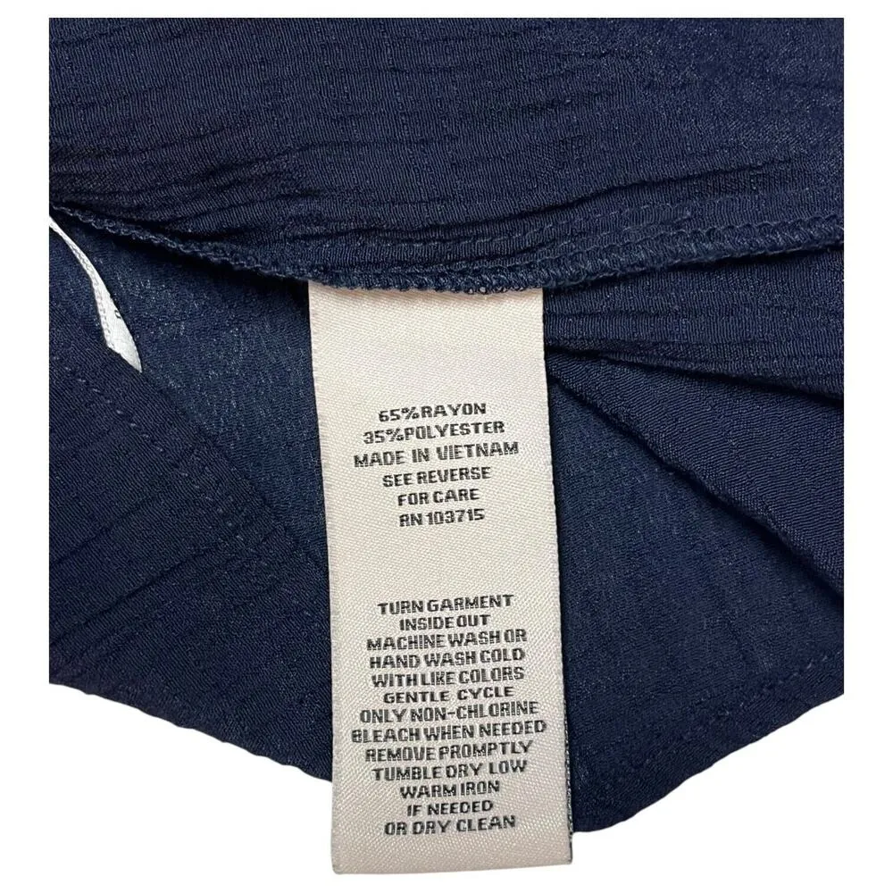 Nanette Lapore Top Womens S Sheer Half Sleeve Ruffle Round Neck Designer Blue - Image 11