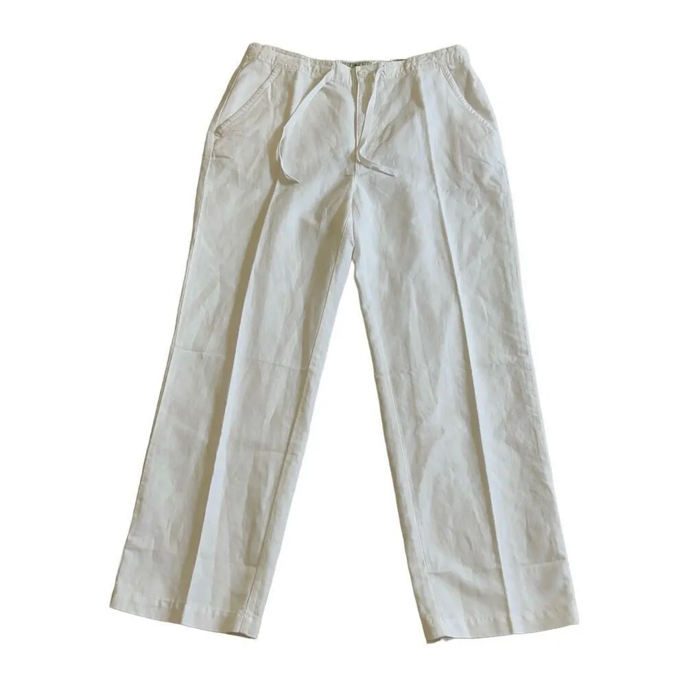 Island Shores White Linen Pants Large - Image 8