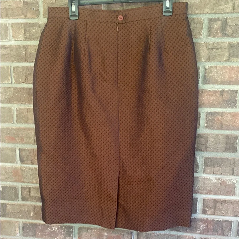 Carlisle Brown Patterned Pencil Skirt - Image 3