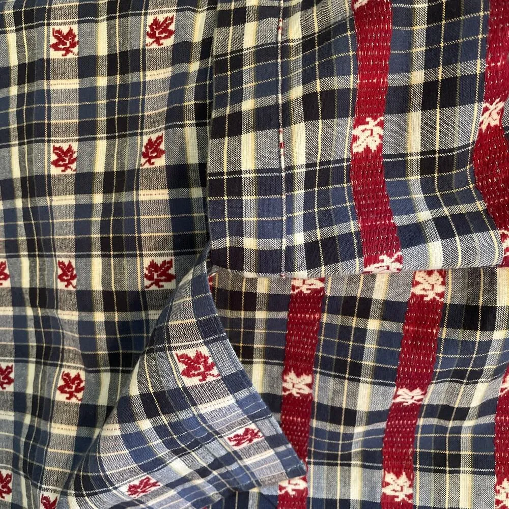 Bobbie Brooks Vintage Maple Leaf Blue Plaid Button Front shirt Large - Image 7