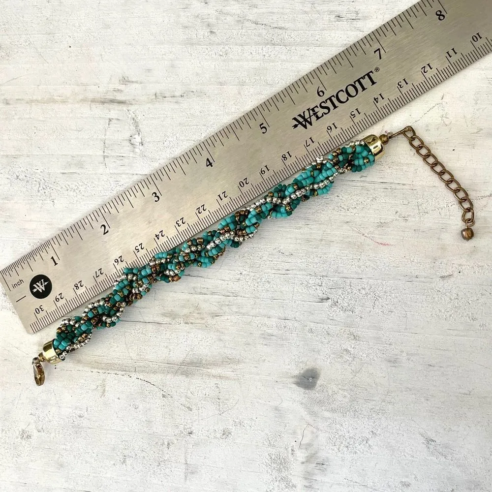 Blue silver Gold tone beaded twisted bracelet - Image 6